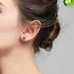 Sterling Silver Small and Simple Drop Shape Swiss Blue topaz Stud earrings