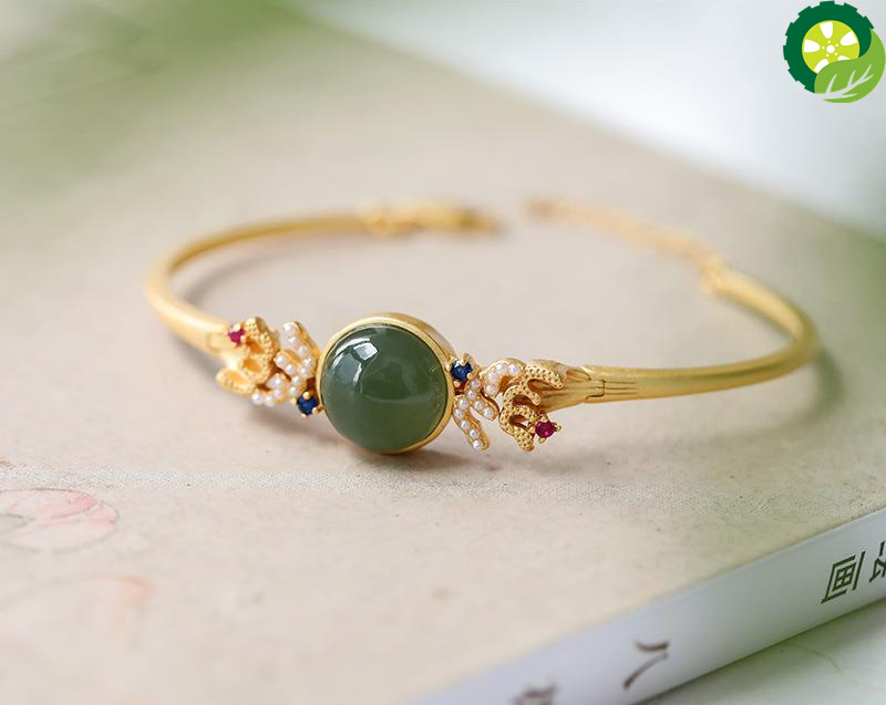 Natural Hetian jade Chinese style classical palace elegant bracelet