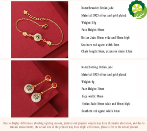 Cloisonne Hetian jade national fashion peacock safety buckle earrings rings pendants bracelet set