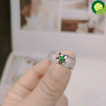 925 Sterling Silver Natural White Jade Classic Band Ring