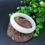 Natural White Jade Bangle Amulet Gifts Fine Jewelry