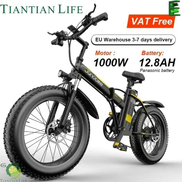 1000W 48V 12.8AH Panasonic Battery Foldable E Bike Shimano 7-Speed  Mountain Bike