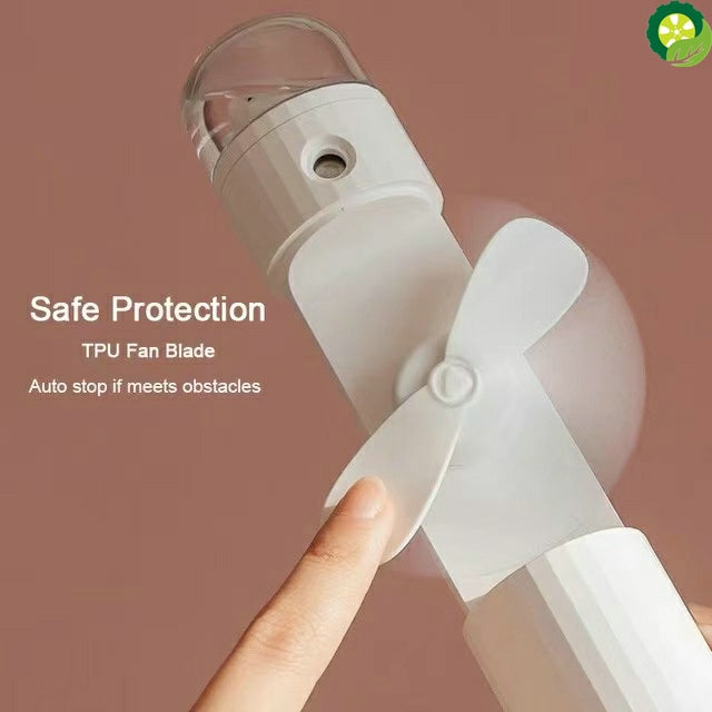 4 In 1 Multifunction Portable Mini Mist Fan Humidifier Facial Sprayer for Outdoor Travelling USB Rechargeable powerbank and FlashLight