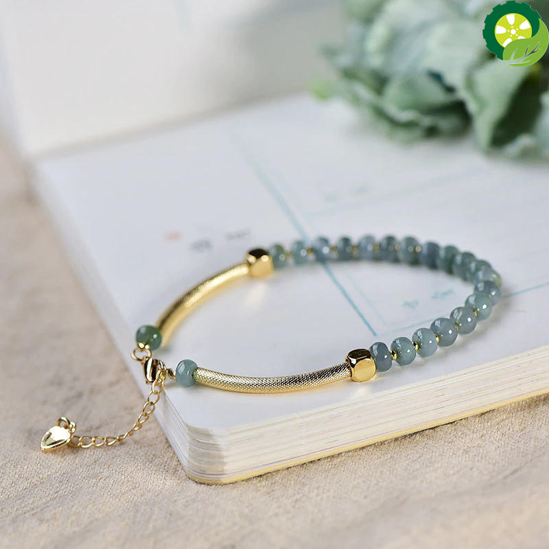 Natural Stone Handmade Lucky Abacus Jade Beads Charm Bracelet Bangle With Extension Chain