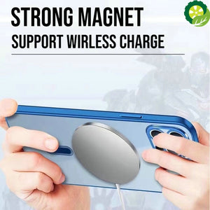 Luxury Plating Clear Magnetic For Magsafe Wireless Charging Case For iPhone 13 11 12 Pro Max X XR XS Silicone Transparent Cover