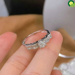 18K White Gold Real Natural Diamond Rings Fine Jewelry Customize For Lady