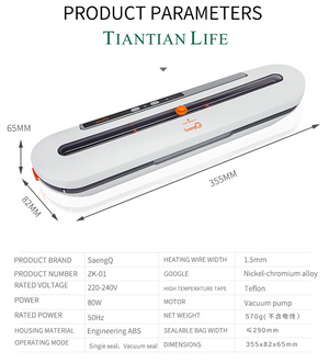Best Vacuum Food Sealer 220V/110V Automatic Commercial Household Food Vacuum Sealer Packaging Machine Include 10Pcs Bags