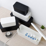 Cable Storage Box Power Socket Black White Cable Tidy Storage Box Power Switch Easy  for Home Safety
