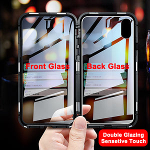 360 Magnetic Adsorption Metal Double-Sided Glass Case For iPhone 12 11 Pro XS Max XR iPhone 7 8 6s Plus SE