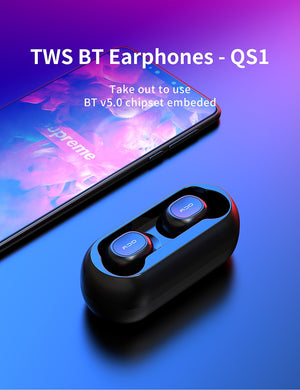 QCY qs1 TWS 5.0 Bluetooth headphones 3D stereo wireless earphones with dual microphone