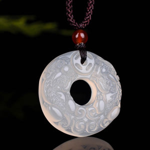 chalcedony white green pendant necklace handcarved brave troops jade pendants necklaces Unisex jewelry