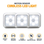 Battery Powered 6 LED Square Motion Sensor Night Lights PIR Induction Under Cabinet Light Closet Lamp  for Stairs Kitchen