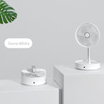 Mini Fan Portable Electric Fan Storage Fold Home Living Remote Control Desktop USB Recharge Shrink Landing Upright Fan